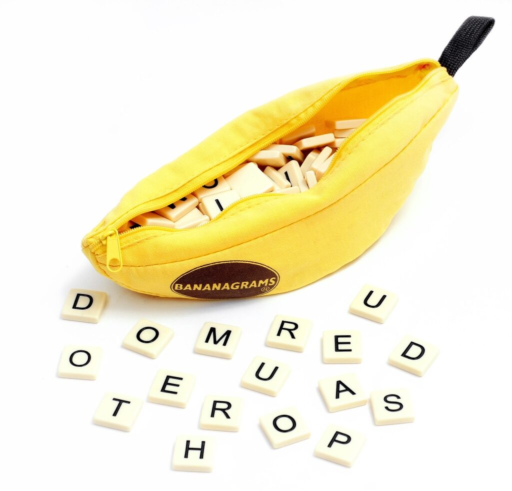 scrabble, bananagrams, game, toy, letters, words, think, put together, complete, alphabet, abc, sets, language, to speak, bag, yellow, scrabble, scrabble, scrabble, scrabble, scrabble, bananagrams, bananagrams, bananagrams